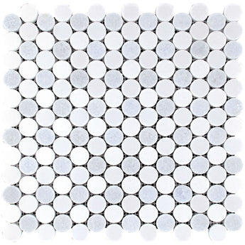 MYKONOS KAPARI Thassos / Blue Celeste / Paper White Mosaic Tile.
