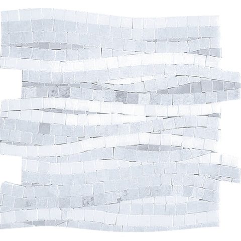 MYKONOS AGIOS Thassos / Blue Celeste / Paper White Mosaic Tile.
