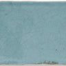Blue steel crackled Maiolica wall tile by Roca, measuring 3x12 inches, with a textured, glazed surface and intricate crackle design.