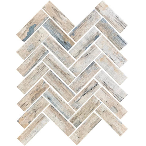 NANTUCKET SURFSIDE HERRINGBONE Recycled glass Mosaic Tile.