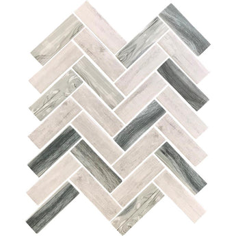 NANTUCKET MADAKET HERRINGBONE Recycled glass Mosaic Tile.