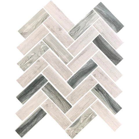 NANTUCKET MADAKET HERRINGBONE Recycled glass Mosaic Tile.