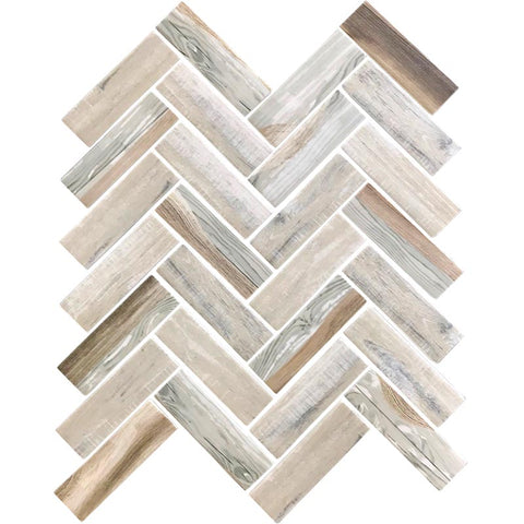 NANTUCKET SANKATY HERRINGBONE Recycled glass Mosaic Tile.