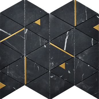 ROCKART NERO MARQUINA TRIANGLE 12X14 MOSAIC.