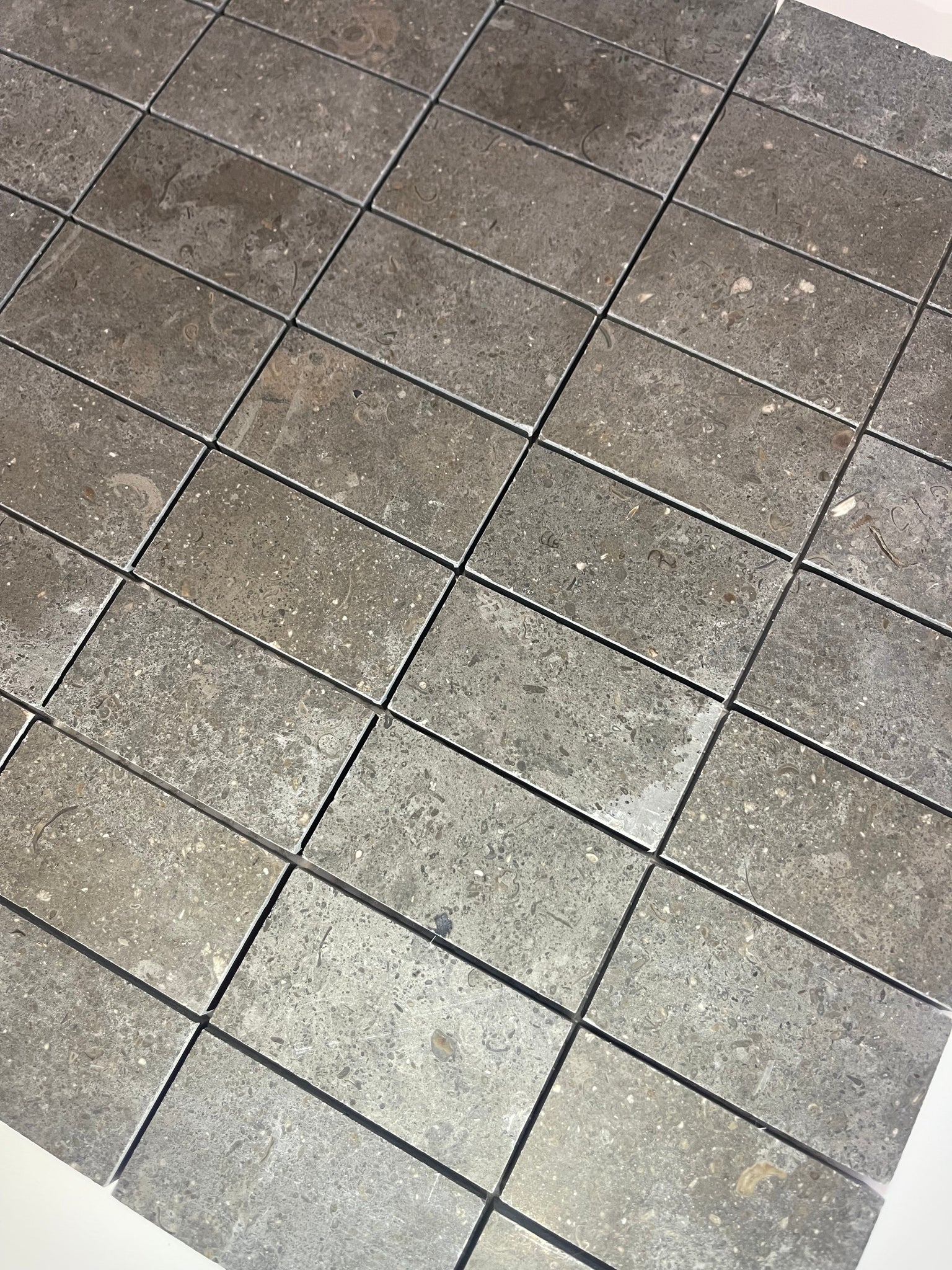 Nova Blue Limestone 1 1/4 X 2 1/4 Honed Stacked Mosaic Tile ...