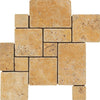 Gold Tumbled Travertine OPUS Mini Pattern Mosaic Tile (Interlocking).