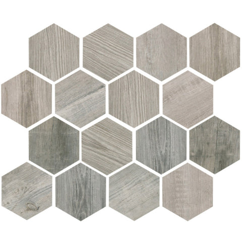 OREGON  RUSTIC BIANCO HEX Porcelain Mosaic Tile.