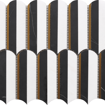 ROCKART OVAL NERO MARQUINA & TASSOS 10X11 MOSAIC.