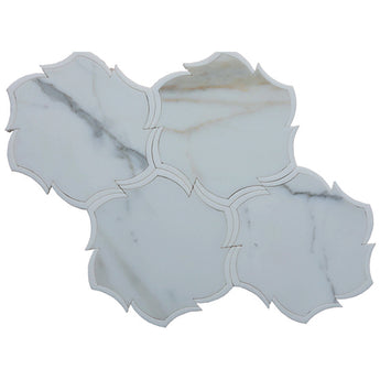 WATERJET PANNIER Calacatta Gold/Thassos Mosaic Tile.