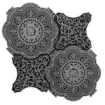 PANTHEON FLOREALE BLACK stone Mosaic Tile.