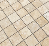 2x2 Walnut Travertine Mosaic Tile Filled And Honed.
