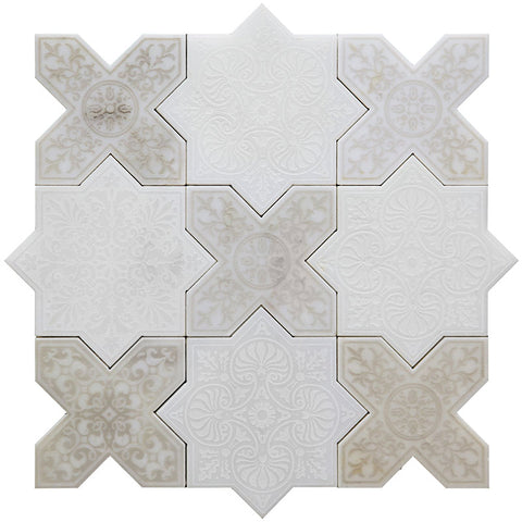 PANTHEON  WHITE-ANTICO stone Mosaic Tile.