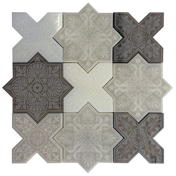 PANTHEON WHITE-GREY-ANTICO stone Mosaic Tile.