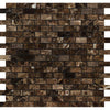 5/8 x 1 1/4 Polished Emperador Dark Marble Baby Brick Mosaic Tile.