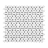 Penny Round White Matte 11.5 x 12.25 Porcelain Mosaic Tile.