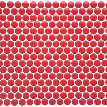 Red Penny Round Mosaic Tiles.