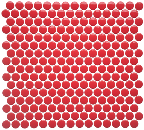 Red Penny Round Mosaic Tiles.