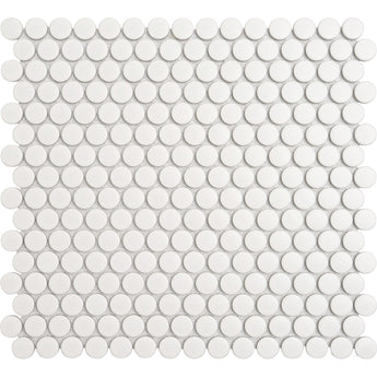 White Penny Round Mosaic Tiles - MosaicBros.com