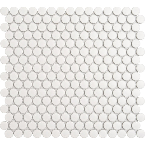 White Penny Round Mosaic Tiles - MosaicBros.com
