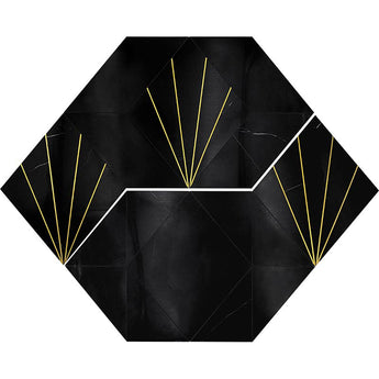 ROCKEFELLER Black Crown Black Jade, Brass Mosaic Tile.