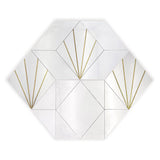 ROCKEFELLER White Crown Glassos, Brass Mosaic Tile.