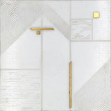 ROCKEFELLER White Nouveau Eastern White, Brass Mosaic Tile.