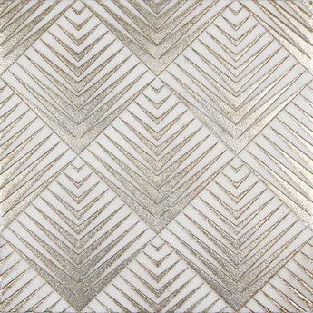 ARTISTIC RITZ GOLD ASHEN WHITE MARBLE Mosaic Tile.