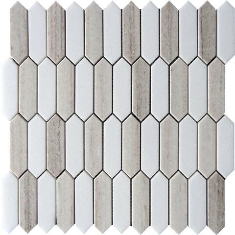 SAHARA TRIPOLI CRYSTAL SAND/Thassos white Mosaic Tile.