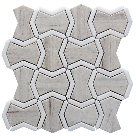 SAHARA MAGHREB CRYSTAL SAND/Thassos white Mosaic Tile.