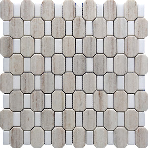 SAHARA TIBESTI CRYSTAL SAND/Thassos white polished Mosaic Tile.
