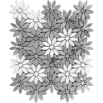 SEATTLE RAVENNA Eastern White / Carrara Gray Mosaic Tile.