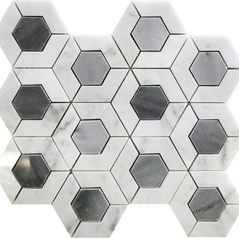 SEATTLE HEIGHTS Bardiglio Nuvolato / Bianco Carrara Mosaic Tile.