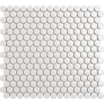 Sirius White Penny Round Mosaic Tiles - MosaicBros.com