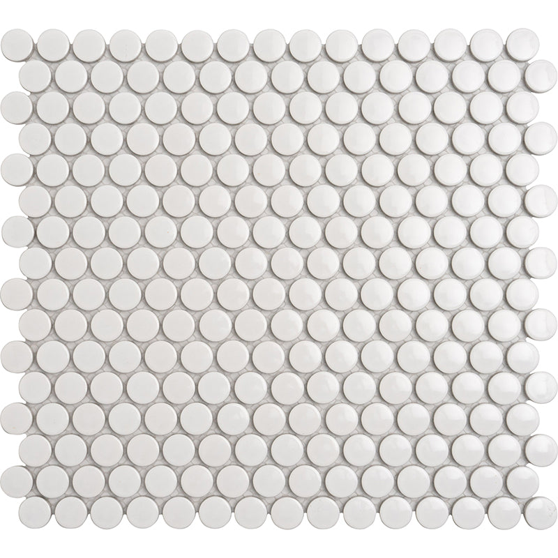 Sirius White Penny Round Mosaic Tiles - MosaicBros.com