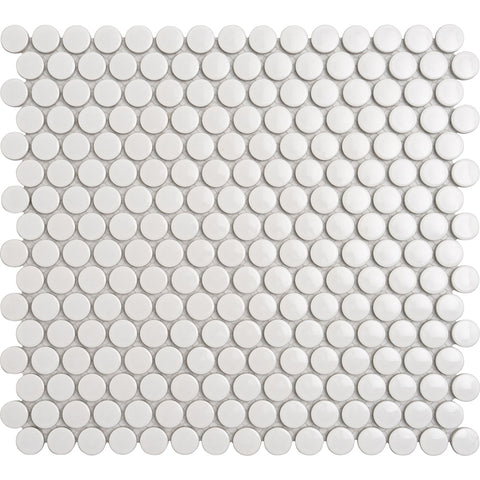 Sirius White Penny Round Mosaic Tiles - MosaicBros.com