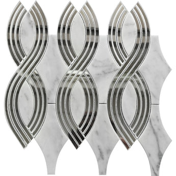 WATERJET SPECCHIO Bianco Carrara, Glass Mosaic Tile.