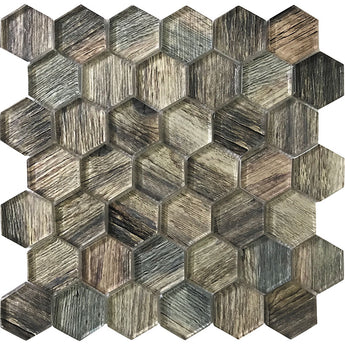 SIERRA PONDEROSA HEX Glass Mosaic Tile.