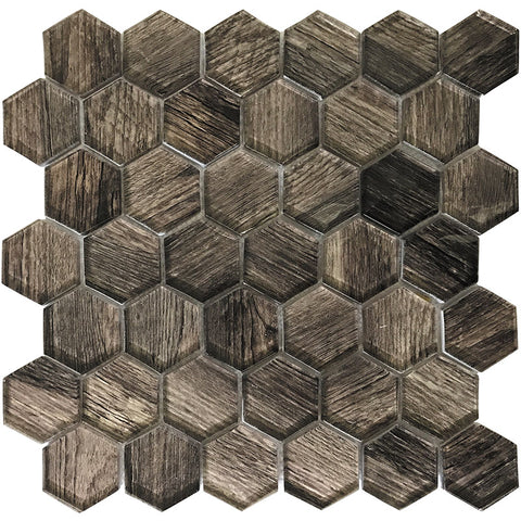 SIERRA SEQUOIA HEX Glass Mosaic Tile.