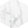 White hexagon floor tile from Roca's Statutory 8x9 series, featuring a sleek hexagonal design for modern flooring.