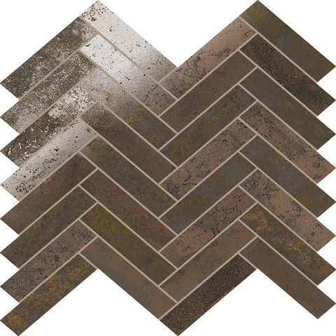 STELLAR  COPPER HERRINGBONE Porcelain Mosaic Tile.