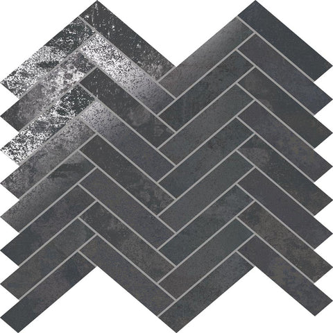 STELLAR  STEEL HERRINGBONE Porcelain Mosaic Tile.