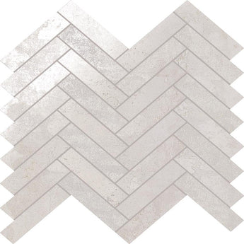 STELLAR WHITE HERRINGBONE Porcelain Mosaic Tile.