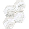 WATERJET STORM WHITE Thassos, Paper White, Calacatta Gold, Shell Mosaic Tile.