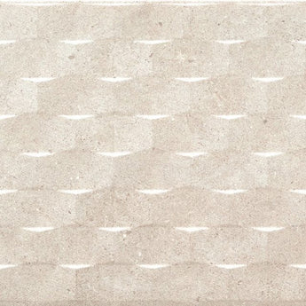Roca Stone Basel Caliza floor tile in 16x48 inches, beige natural stone appearance with textured surface for modern flooring.