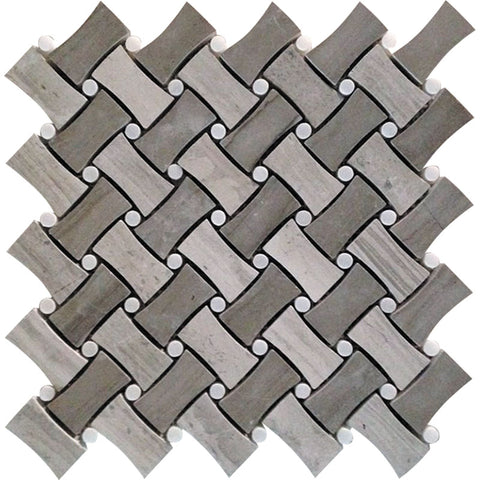 SAVANNAH HABERSHAM Wooden Gray/Athens Gray/Eastern White Mosaic Tile.