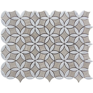 SAVANNAH EDGEMORE Wooden Grey/Bianco carrara Mosaic Tile.