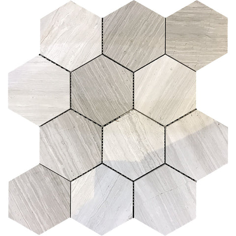 SAVANNAH OAKDALE Wooden Gray Mosaic Tile.