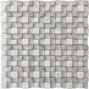 SAVANNAH MAJESTIC Wooden Gray / Asian white / Glass Mosaic Tile.