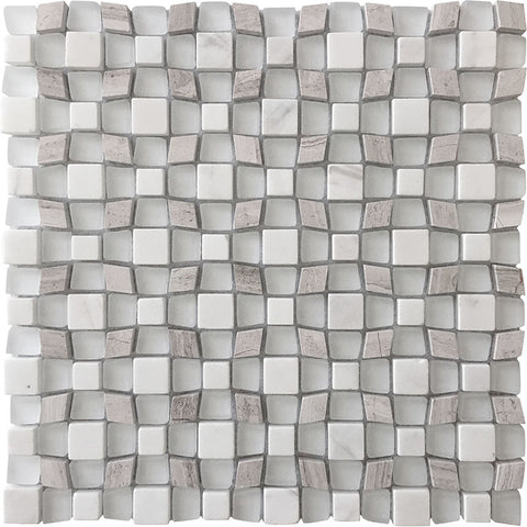 SAVANNAH MAJESTIC Wooden Gray / Asian white / Glass Mosaic Tile.