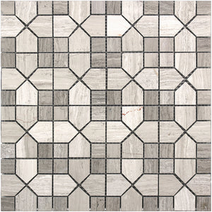 SAVANNAH SAVANNAH SQUARE Wooden Gray Mosaic Tile.